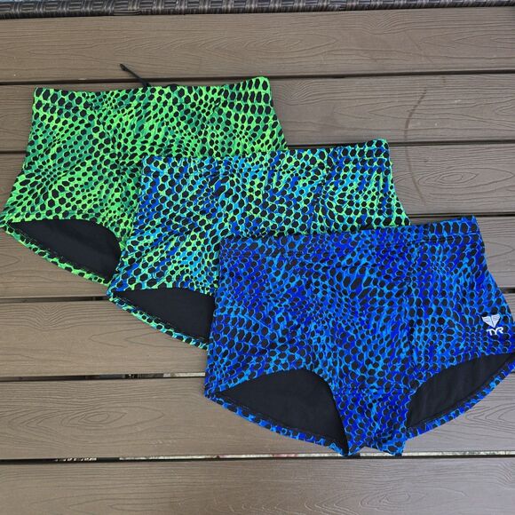 TYR Durafast Men Swarm Blue/green Allover Swim Trunks Sz 30 New Sample Bundle 3 - Picture 1 of 8